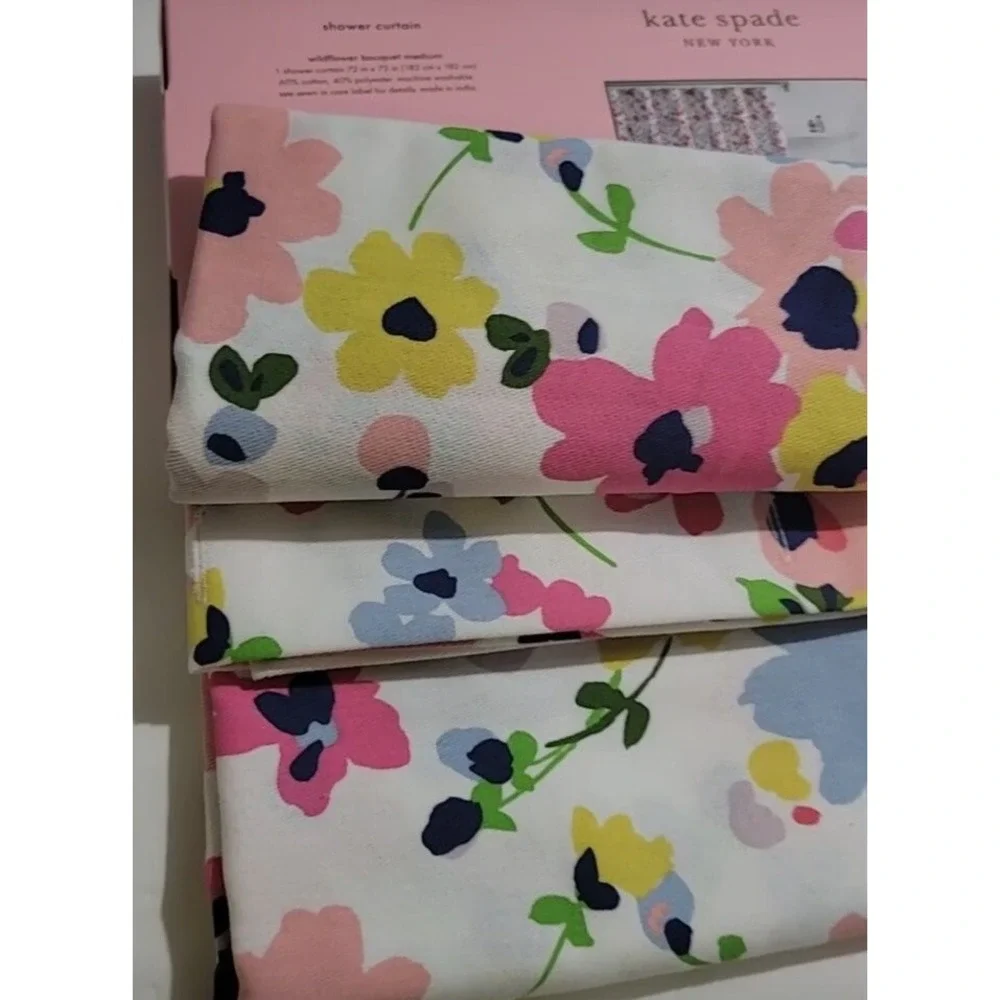 Kate Spade Multi Floral Shower Curtain Poly Cotton 72x72 NEW